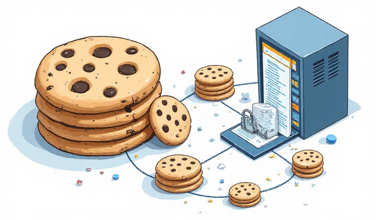 Illustration of browser cookies, small digital files representing data storage on a device.